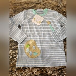Toobydoo Striped Long Sleeve Kids Tee with Art Palette